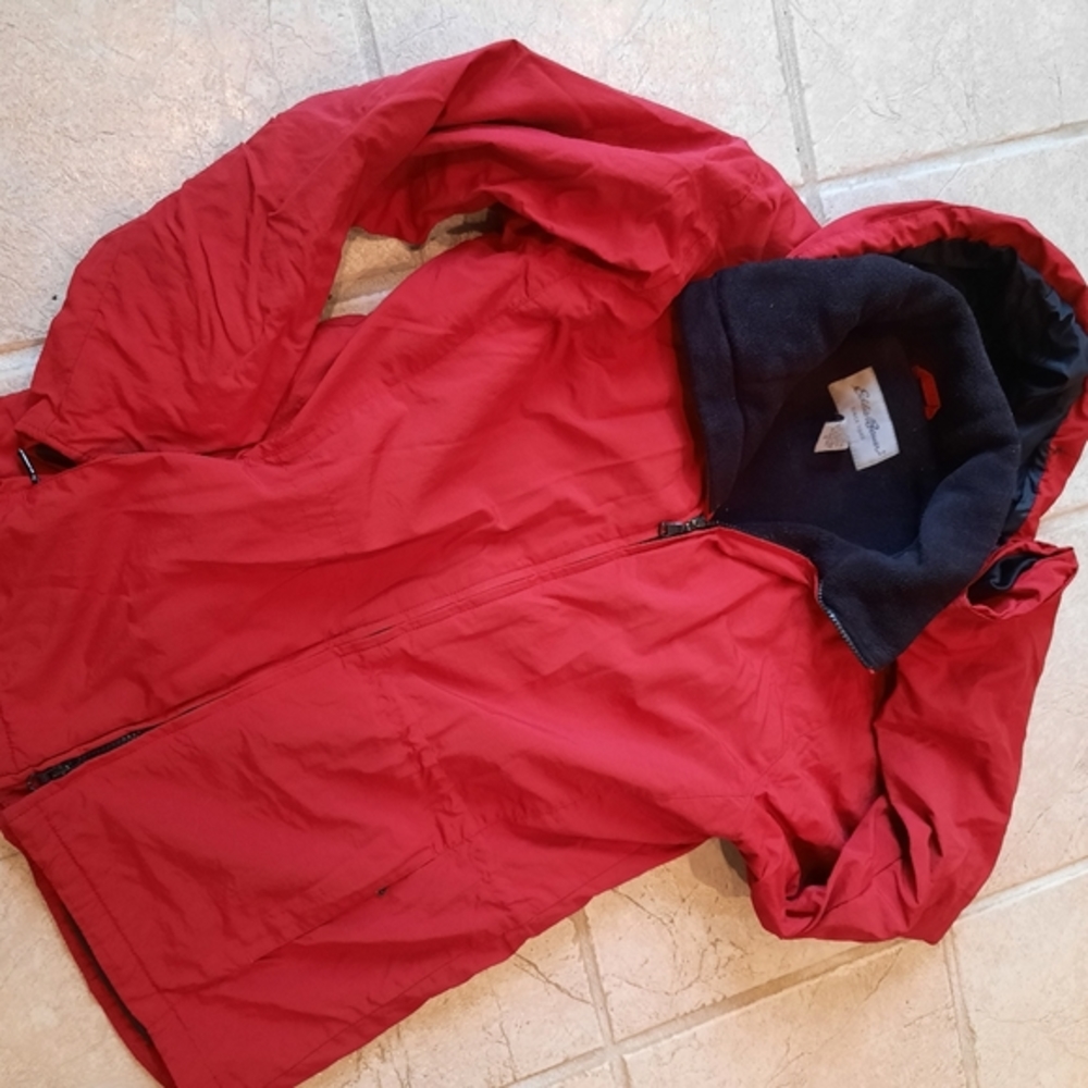 Red nylon Parka woman M Eddie Bauer jacket - Picture 2 of 5